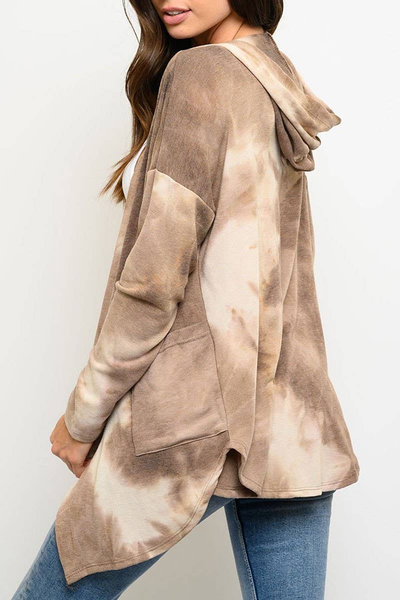 LONG SLEEVE TIE DYE HOODIE CARDIGAN - The Elevated Hippie
