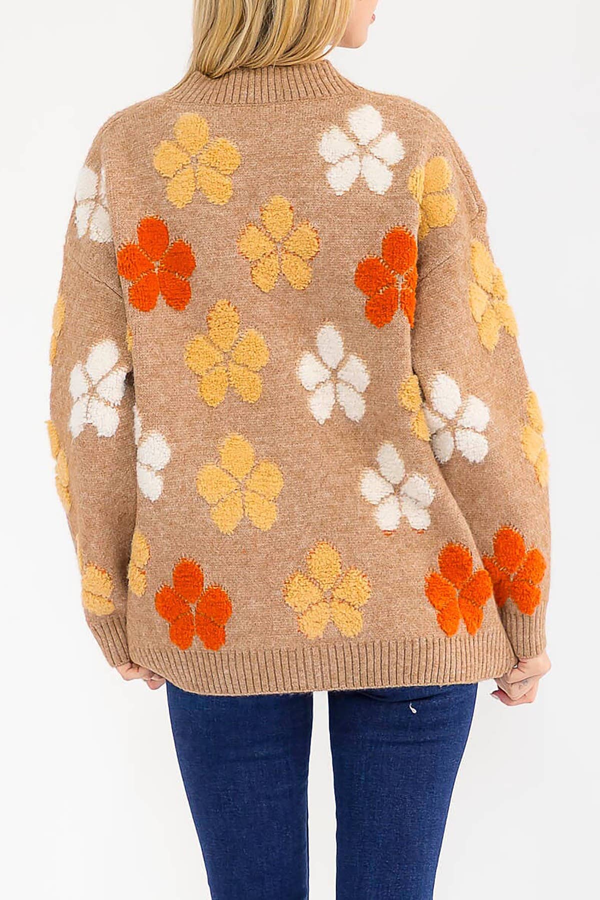 FLORAL DETAIL POCKETS BUTTON DOWN SWEATER CARDIGAN - The Elevated Hippie