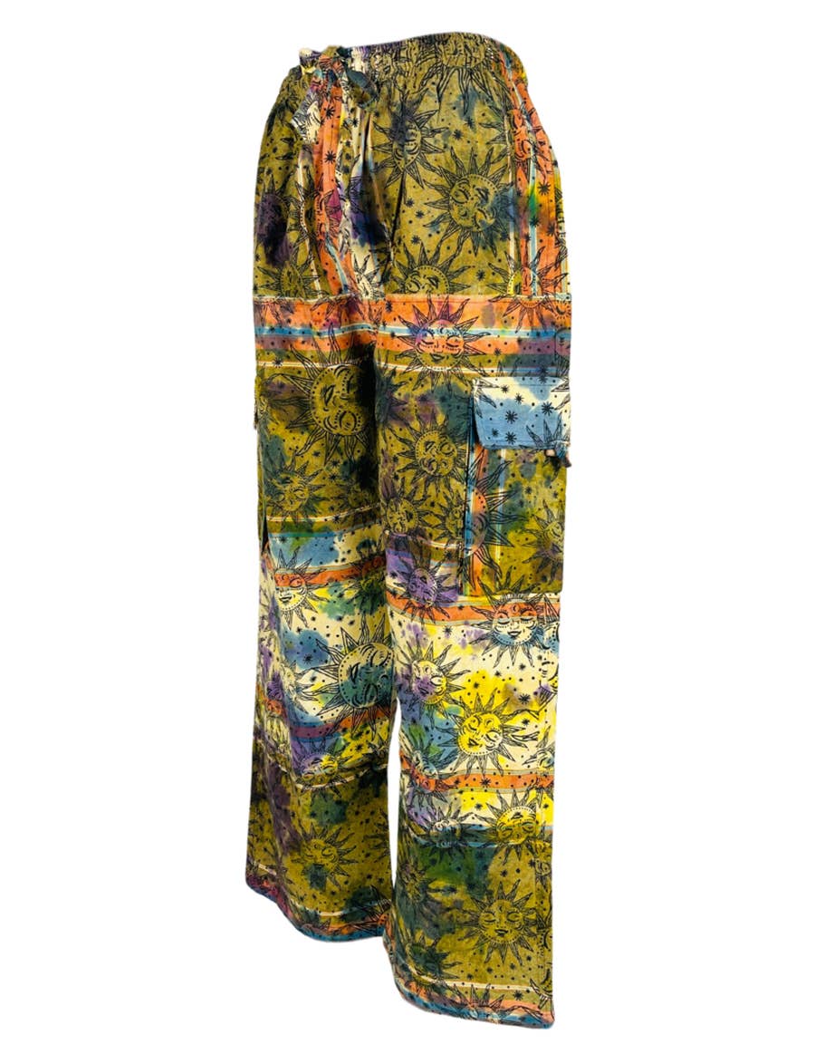 Celestial Dreams Boho Sun & Moon Print Hippie Pants - The Elevated Hippie
