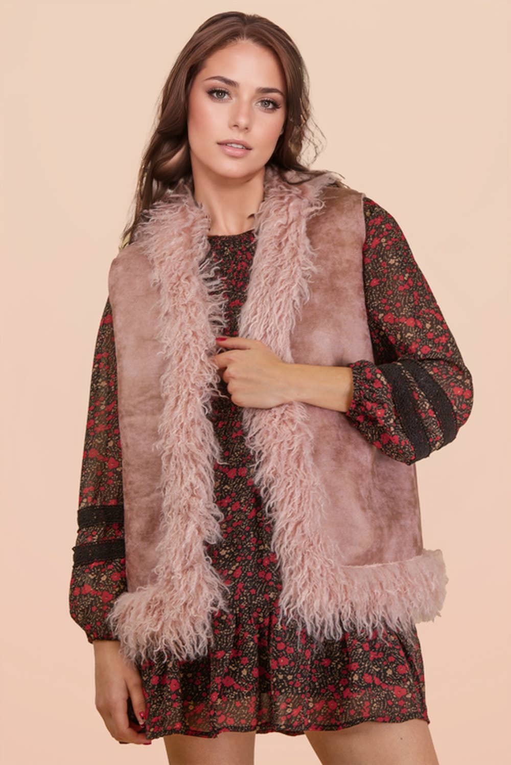 Sherpa Suede Boho Vest W/ Faux Fur - The Elevated Hippie