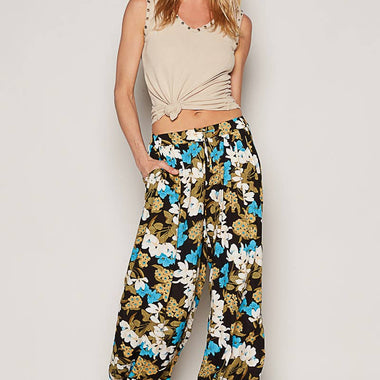 Women's Floral Print Harem Pants – Adjustable Waist Woven Boho Lounge Pants - The Elevated Hippie