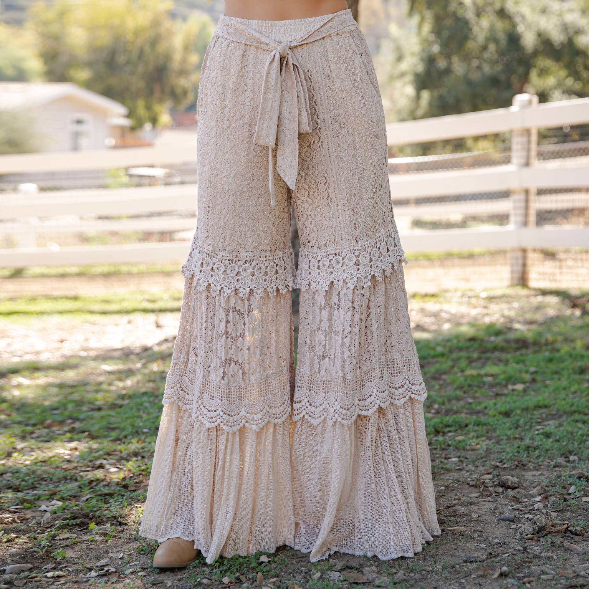 Desert Dream Cloud Pant Tiered Lace & Net Trims - The Elevated Hippie