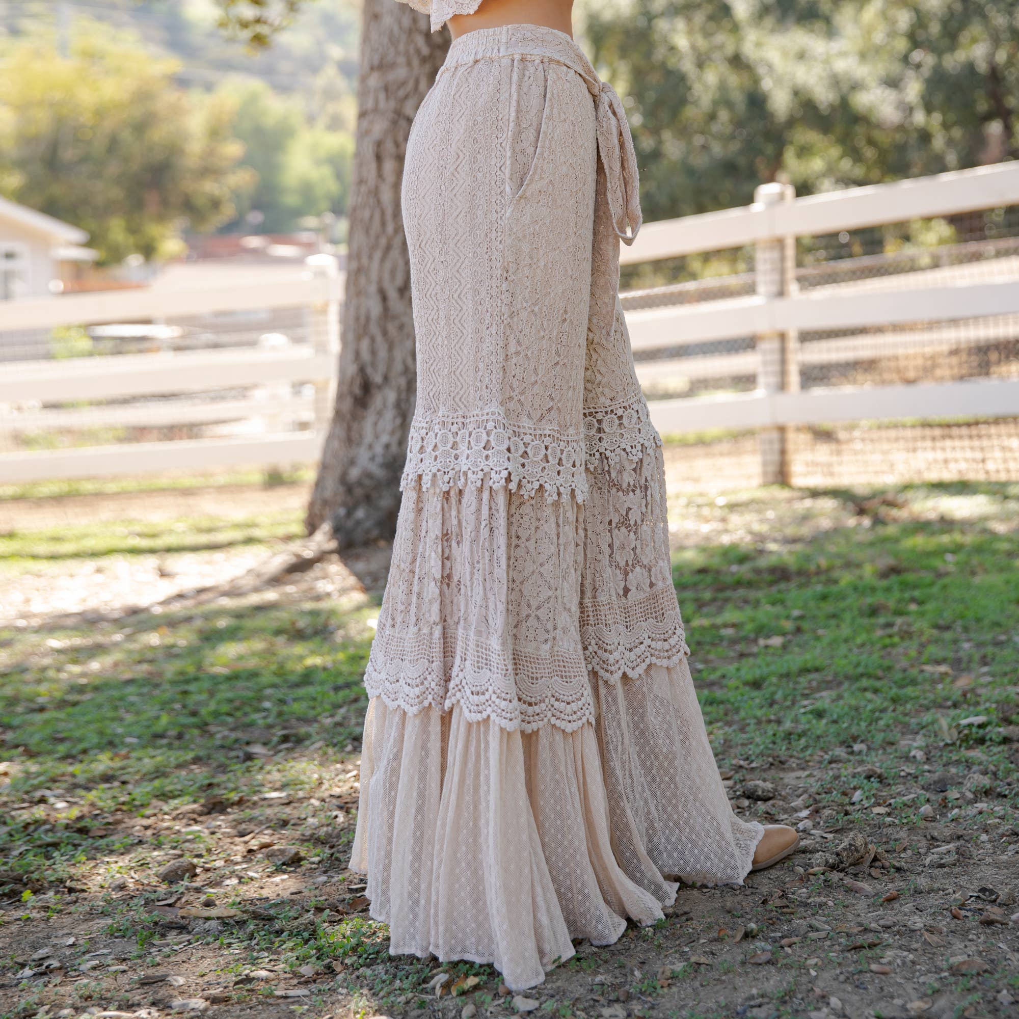 Desert Dream Cloud Pant Tiered Lace & Net Trims - The Elevated Hippie