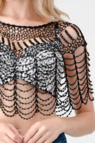 Sexy Metallic Beaded Shawl Crochet Poncho boho clothing, festival outfit, hippie style apparel | Elevated Hippie