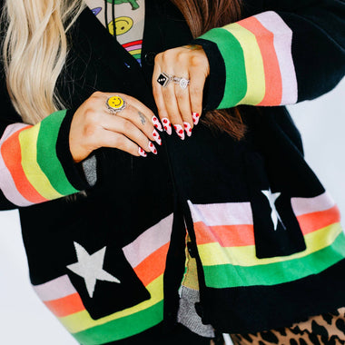 Black Saturn Oversized Boxy Cardigan