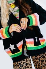 Black Saturn Oversized Boxy Cardigan