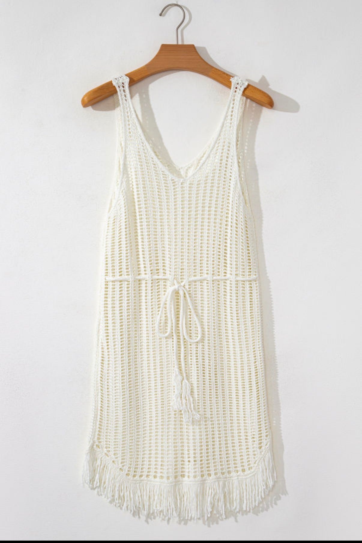 White Crochet Fringe Beach Cover Up Dress Festival The Elevated Hippie White Crochet Fringe Beach Cover Up Dress Festival The Elevated Hippie
