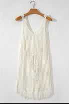 White Crochet Fringe Beach Cover Up Dress Festival boho clothing, festival outfit, hippie style apparel | Elevated Hippie