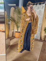 BOHO Silk Bell Sleeve Long Maxi Kimono Duster Cardigan - The Elevated Hippie