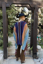 Western Colorful Crochet Patterned Ruana