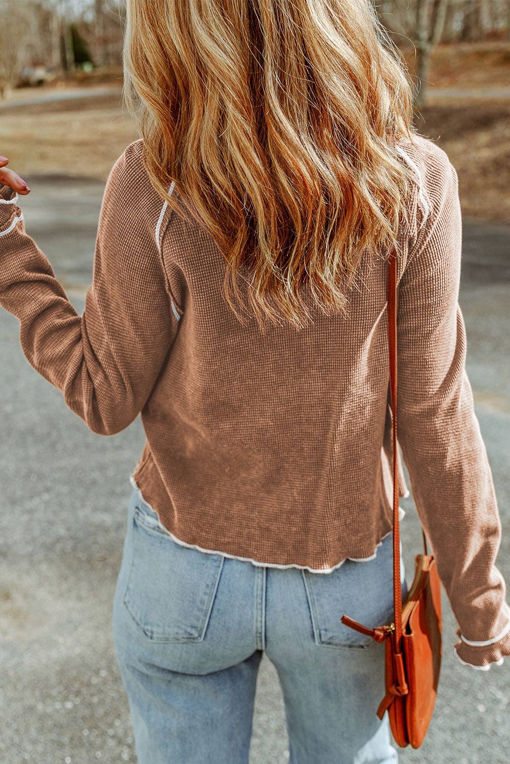 Lovesoft Textured Round Neck Long Sleeve Knit Top – Green boho clothing, festival outfit, hippie style apparel | Elevated Hippie