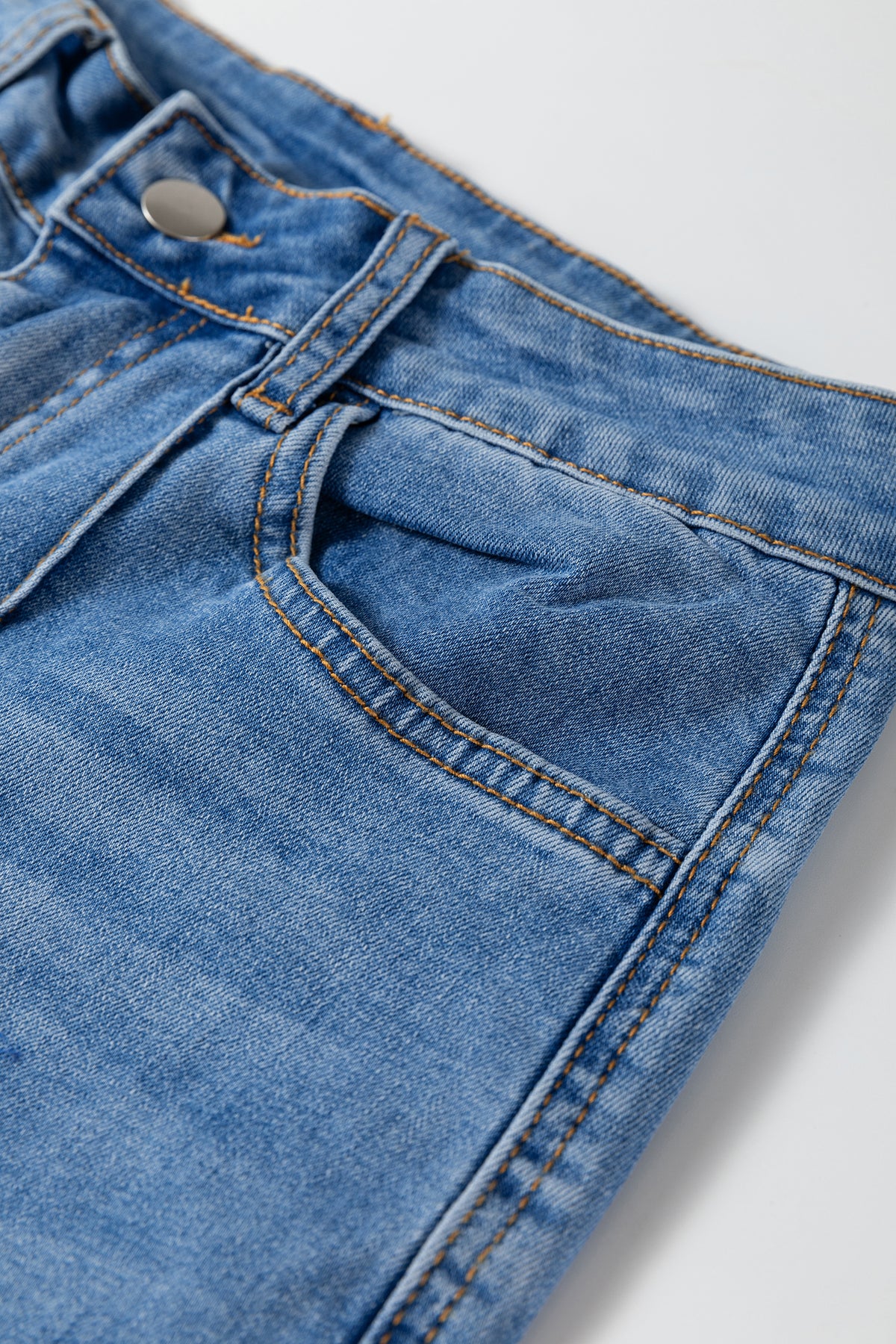 Dusk Blue Piping Seam Flare Leg Pocket Jeans