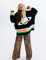 Black Saturn Oversized Boxy Cardigan