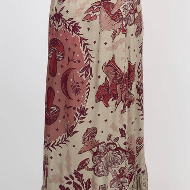 Mushroom Wrap Skirt – Boho Scarf Print Maxi - The Elevated Hippie