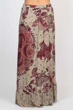 Mushroom Wrap Skirt – Boho Scarf Print Maxi - The Elevated Hippie