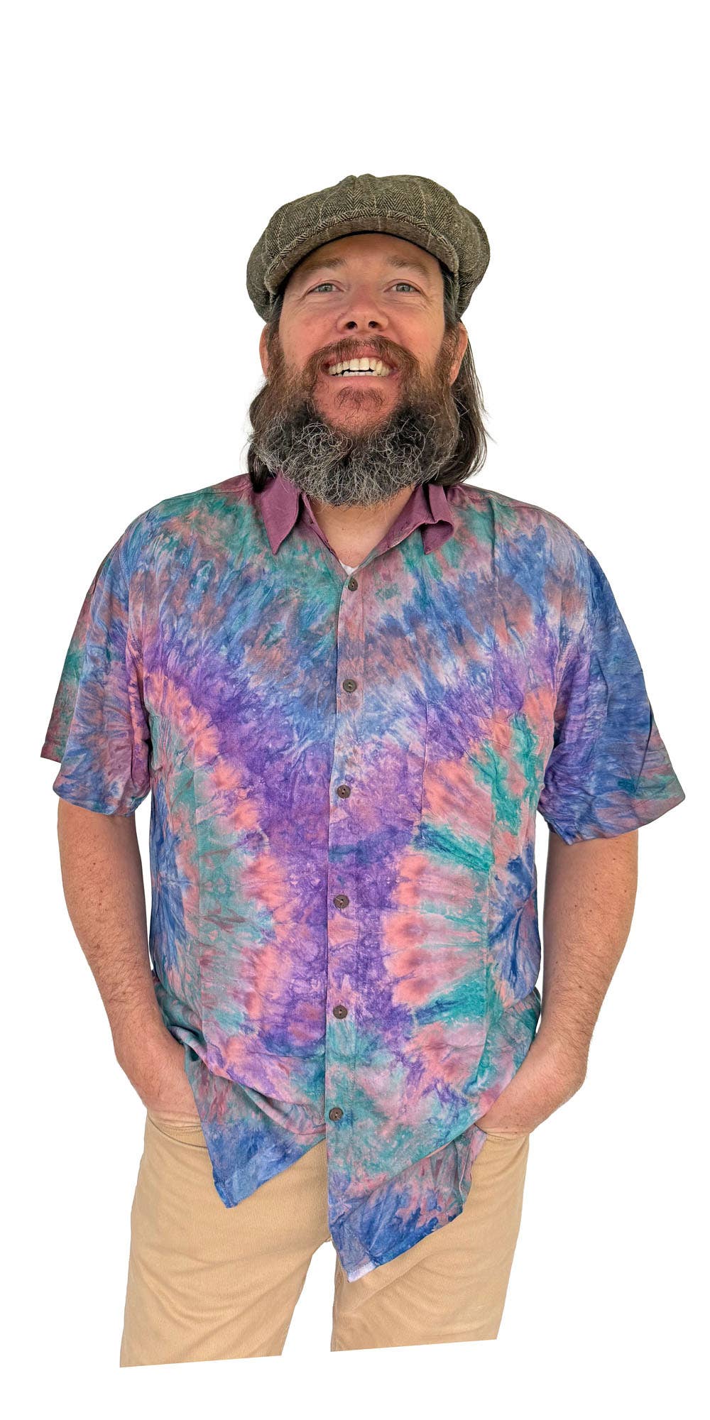 2465 Men's Tie Dye Short Sleeve Shirt boho clothing, festival outfit, hippie style apparel | Elevated Hippie