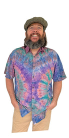 2465 Men's Tie Dye Short Sleeve Shirt boho clothing, festival outfit, hippie style apparel | Elevated Hippie