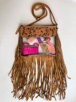Hand Tooled Clear Purse Crossbody - Concert /Game Day Stadium