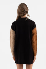 COLORBLOCK CREWNECK LONG SLEEVE KNIT SWEATER DRESS - The Elevated Hippie