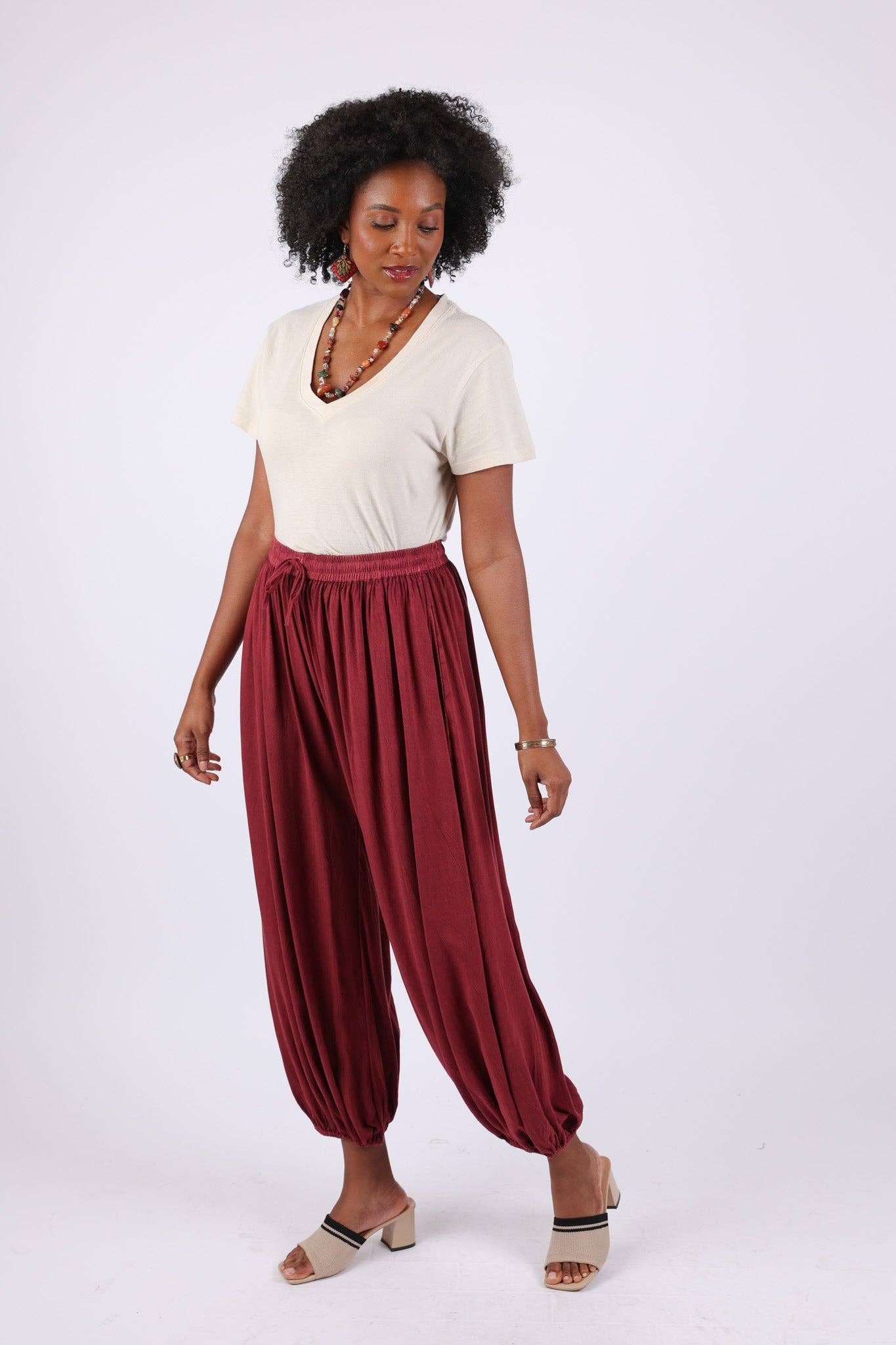 Stonewashed Harem Pants: Cuffed Hem (Fall Colors) boho clothing, festival outfit, hippie style apparel | Elevated Hippie