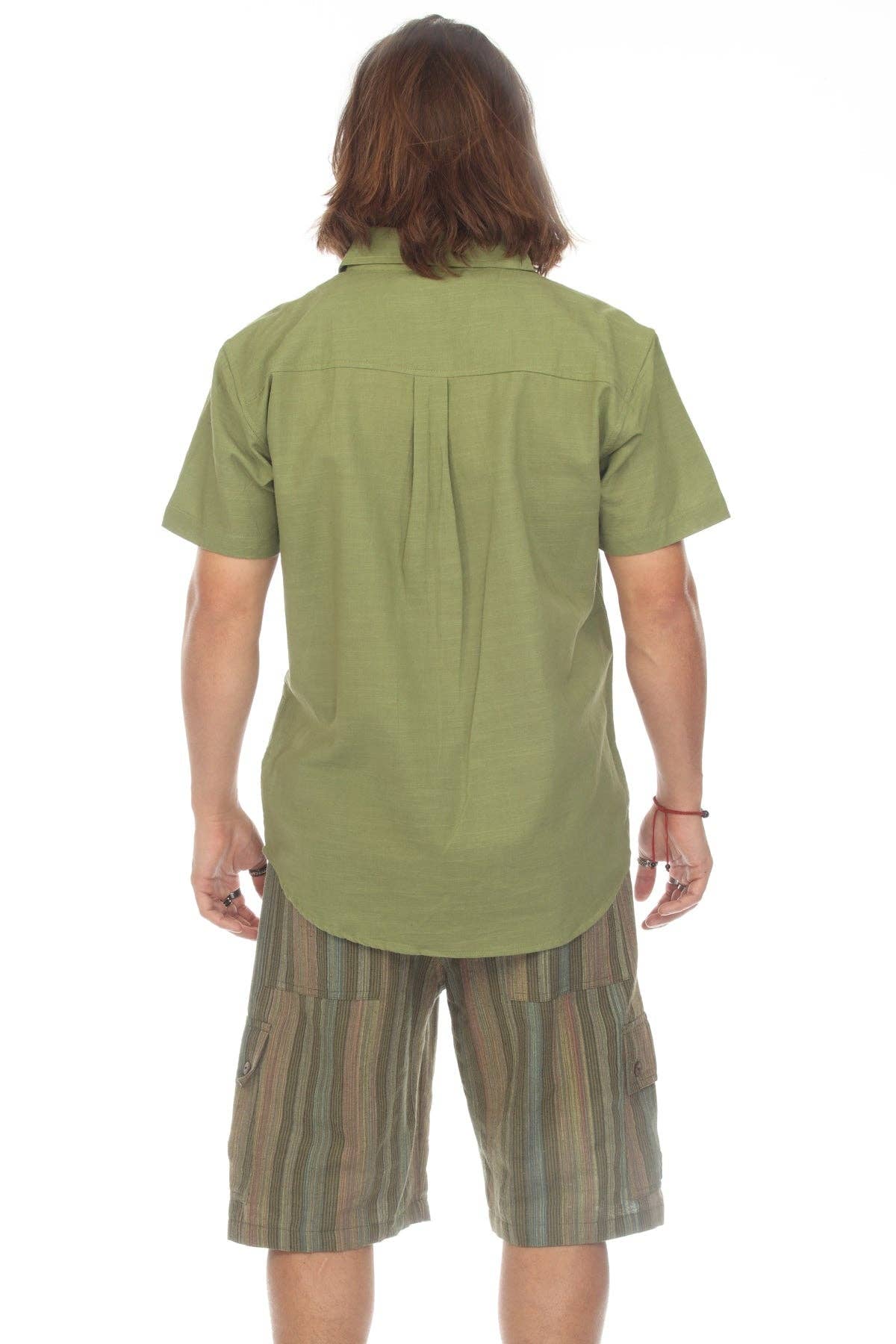 Cotton Slub Button Down Mens Short Sleeve Shirt boho clothing, festival outfit, hippie style apparel | Elevated Hippie