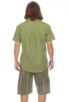 Cotton Slub Button Down Mens Short Sleeve Shirt boho clothing, festival outfit, hippie style apparel | Elevated Hippie