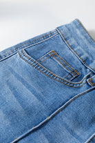 Dusk Blue Piping Seam Flare Leg Pocket Jeans