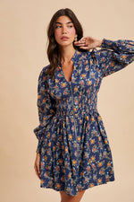 ZIPPERED FLORAL MINI DRESS