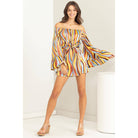 Lover Swirl-Print Tie-Front Romper boho clothing, festival outfit, hippie style apparel | Elevated Hippie