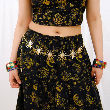 Whimsical Wicca Boho Celestial Sun Waist Chain Belt - The Elevated Hippie