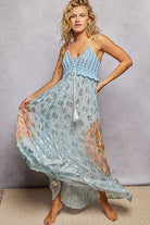 V-Neck Crochet Top Mirror Embroidery Tassel Viscose Dress boho clothing, festival outfit, hippie style apparel | Elevated Hippie