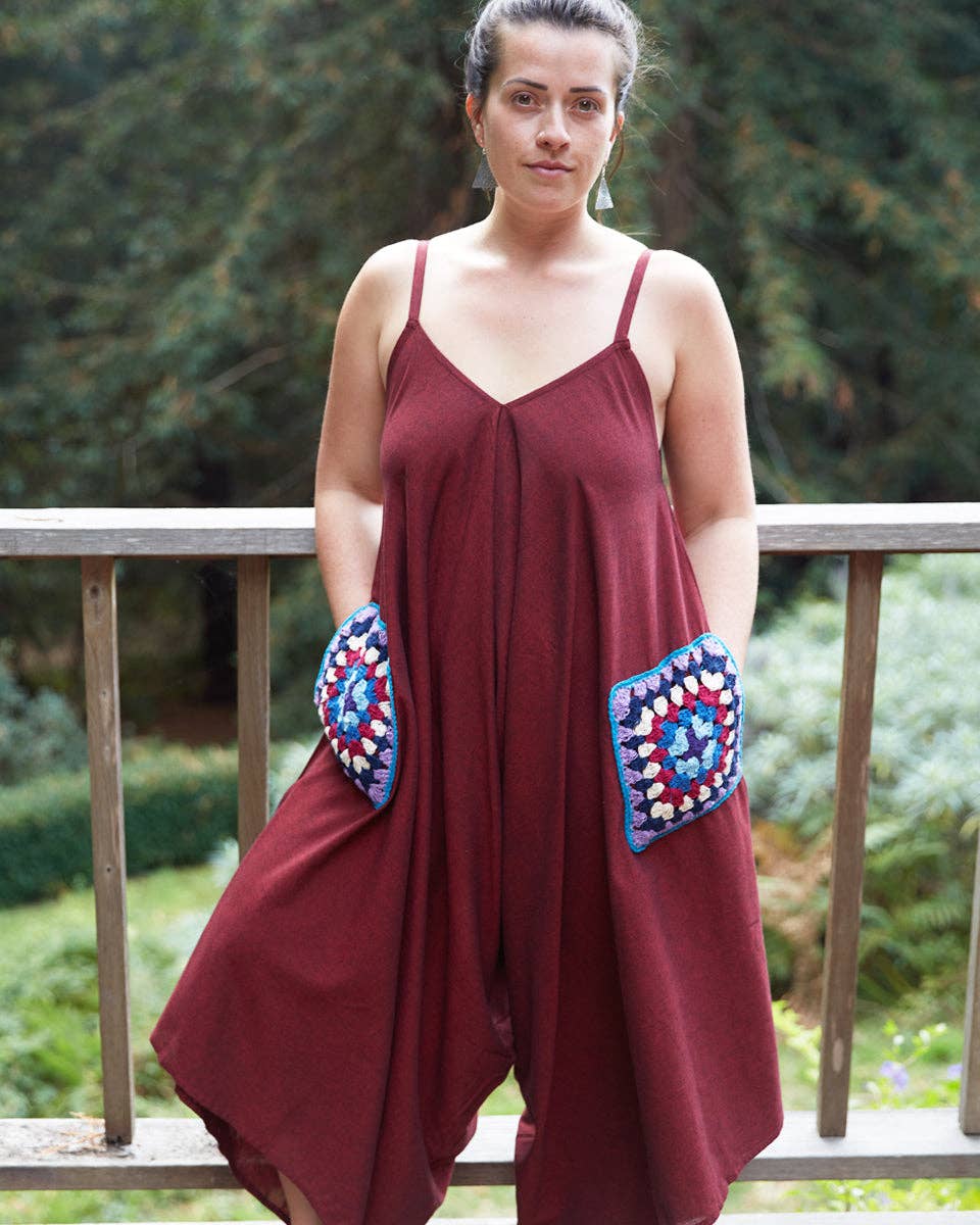 Granny Square Jumpsuit boho clothing, festival outfit, hippie style apparel | Elevated Hippie