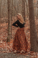 Hippie Boho Style 2 Layer Floral Silk Wrap Skirt - The Elevated Hippie