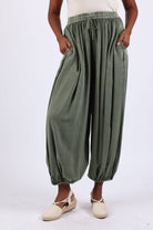 Stonewashed Harem Pants: Cuffed Hem (Fall Colors) boho clothing, festival outfit, hippie style apparel | Elevated Hippie