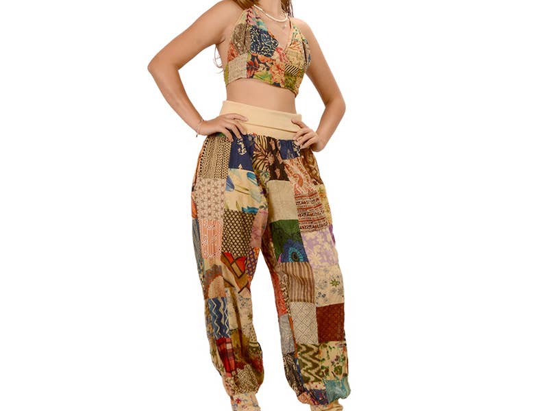 Band On The Run Yoga Waistband Patchwork Harem Pants boho clothing, festival outfit, hippie style apparel | Elevated Hippie