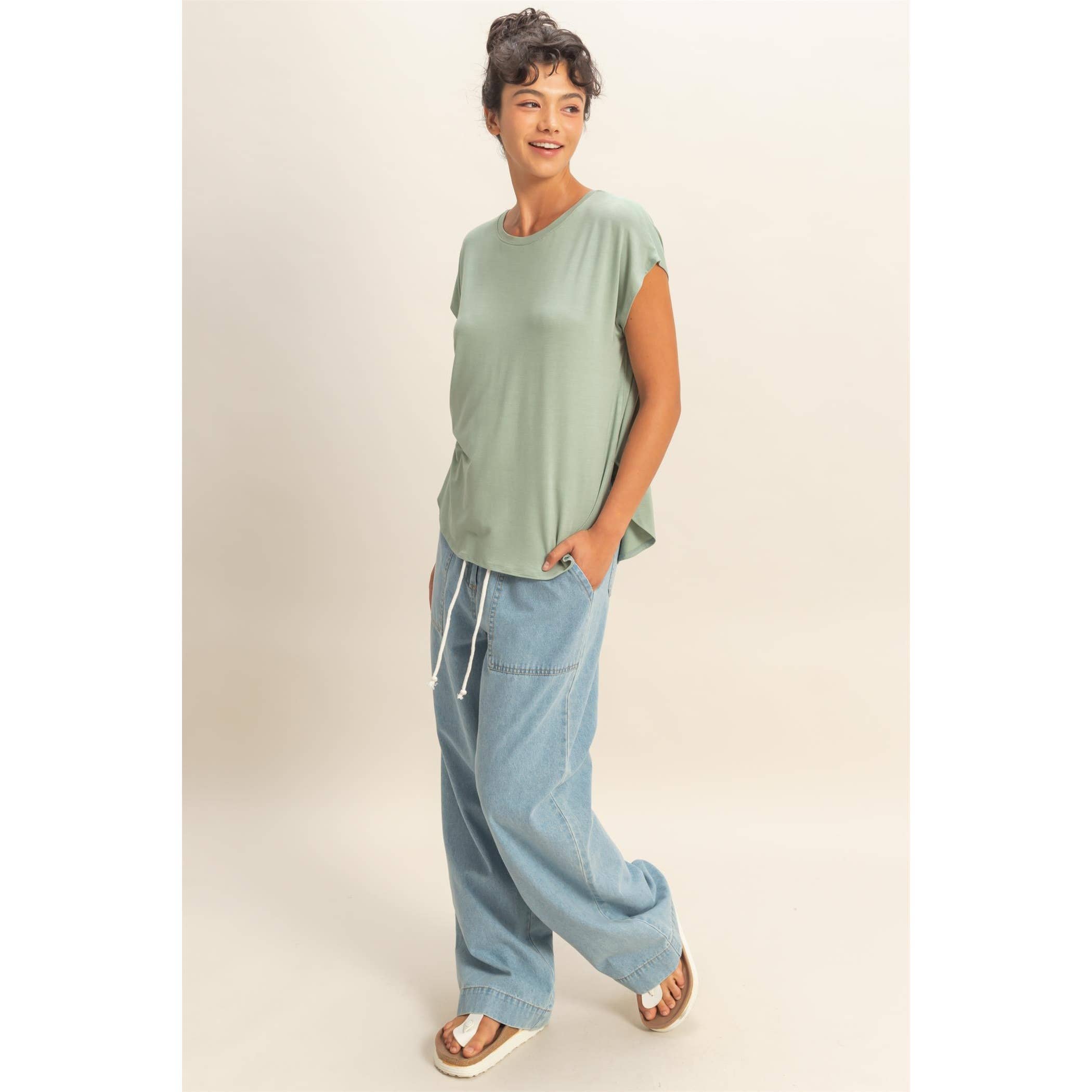 Relaxed Dolman Short Sleeve  Round Neck Top boho clothing, festival outfit, hippie style apparel | Elevated Hippie