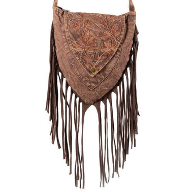 Triangle Boho Shoulder Bag in Stonewashed Cotton - The Elevated Hippie