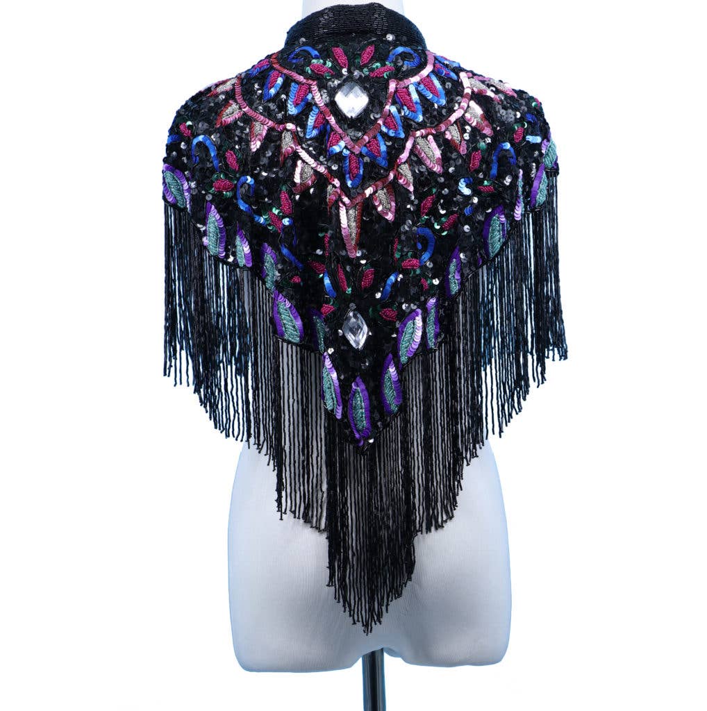 8876 - Beaded Cape - Multi boho clothing, festival outfit, hippie style apparel | Elevated Hippie