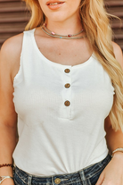Ivory Sleeveless Button Up Tank Top boho clothing, festival outfit, hippie style apparel | Elevated Hippie