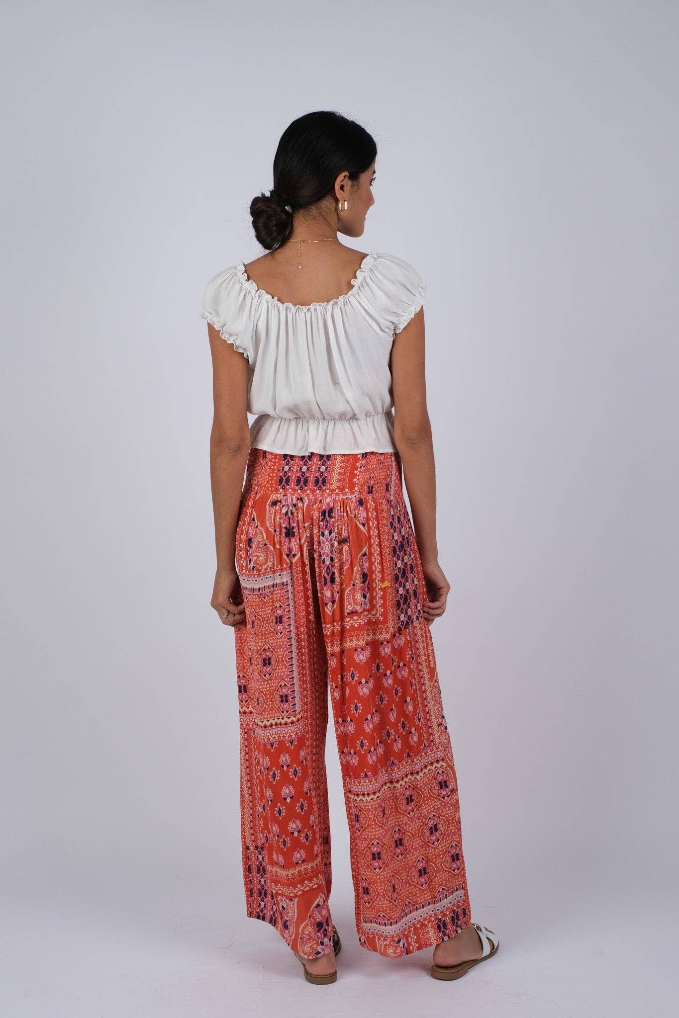Red Wanderlust Blockprint Hippie Pants boho clothing, festival outfit, hippie style apparel | Elevated Hippie