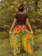 Flowy Hippie Tie Dye Pants Earthy + Colorful Baggy Yoga Pant boho clothing, festival outfit, hippie style apparel | Elevated Hippie