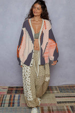 V neck solid frayed edge detail cardigan sweater top - The Elevated Hippie