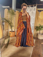 BOHO Silk Bell Sleeve Long Maxi Kimono Duster Cardigan - The Elevated Hippie