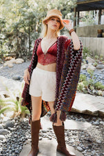 Western Colorful Crochet Patterned Ruana