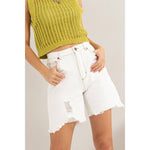 Distressed Denim Shorts – Mid Rise – Raw Hem – 5-Pocket Design – Casual Summer Cutoffs – USA Designed – Festival Ready - The Elevated Hippie