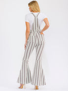 Women's Sleeveless Pockets Bell Leg Multi Stretch Denim Jumpsuit