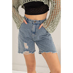 Distressed Denim Shorts – Mid Rise – Raw Hem – 5-Pocket Design – Casual Summer Cutoffs – USA Designed – Festival Ready - The Elevated Hippie