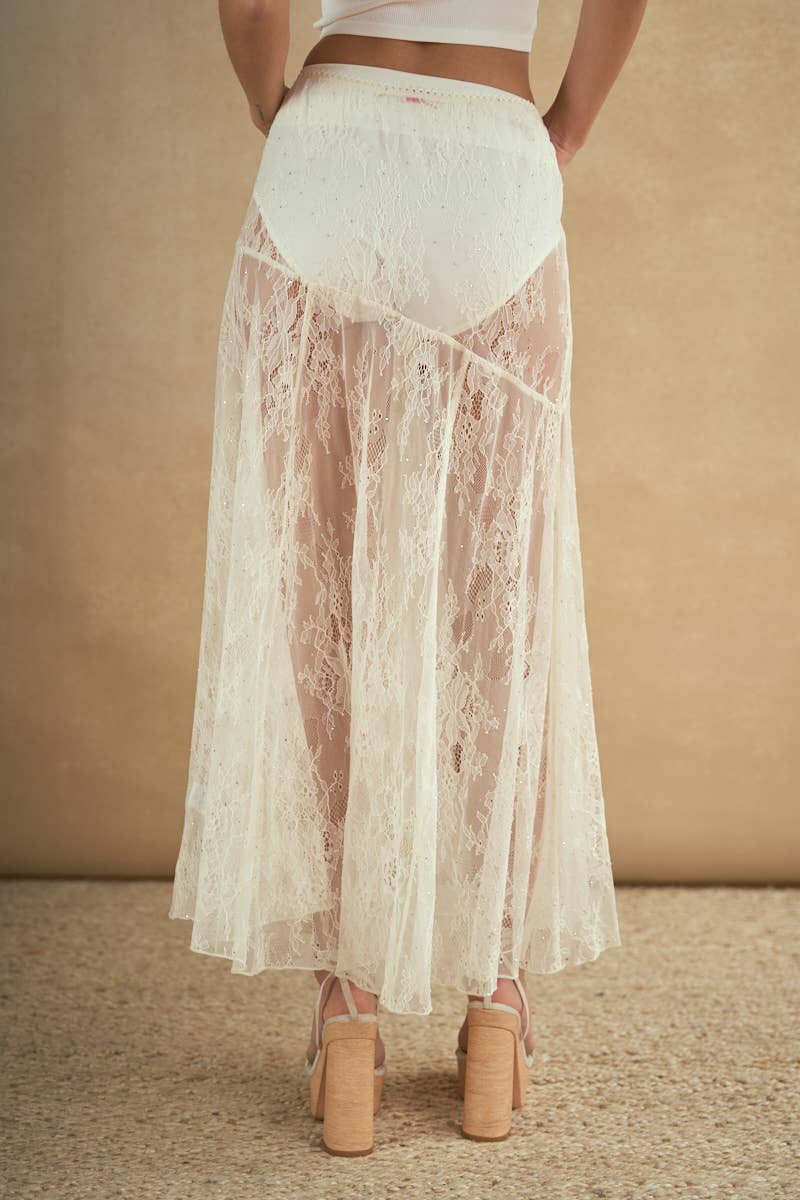 6798-LACE RHINESTONE SKIRT boho clothing, festival outfit, hippie style apparel | Elevated Hippie