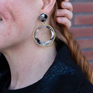 Georgia Earrings in Ivory & Slate – Bold, Playful & Uniquely Chic - The Elevated Hippie