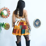 Patchwork Flowy Mini Skirt with Pockets